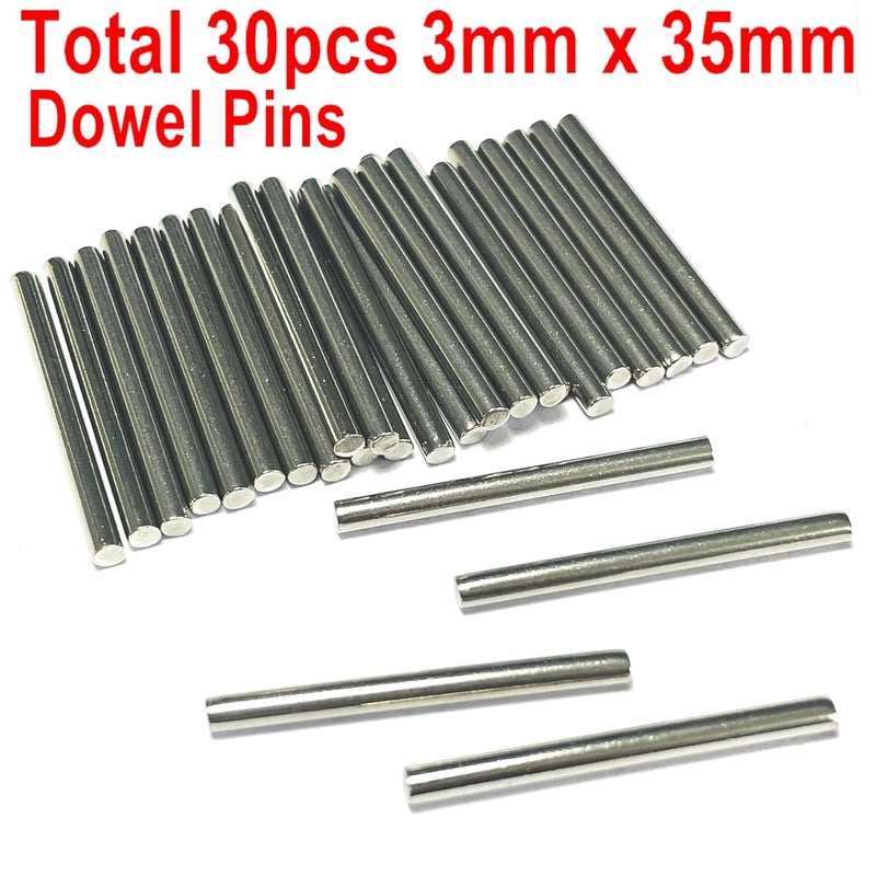 ZDingTech 30pcs 3mm x 35mm Dowel Pins Metal Dowel pins M3 3mm Shelf Pegs,Support Shelves,3mm x 35mm Metal Rod.304 Stainless Steel Wood Bunk Bed pegs - Image 2
